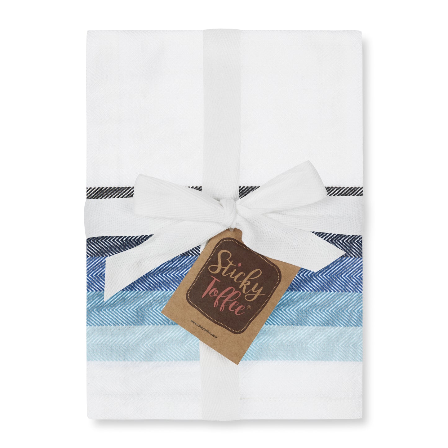 Set of 5 Multi-Coloured Herringbone Cotton Tea Towels in Six Colours - Sticky Toffee Store