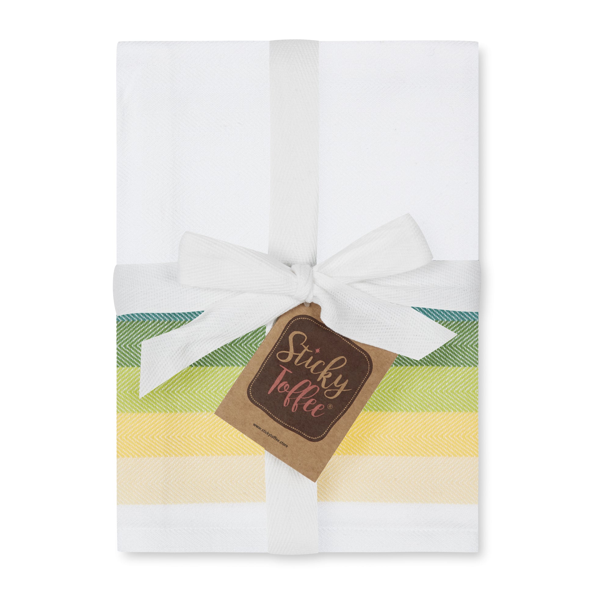 Set of 5 Multi-Coloured Herringbone Cotton Tea Towels in Six Colours - Sticky Toffee Store