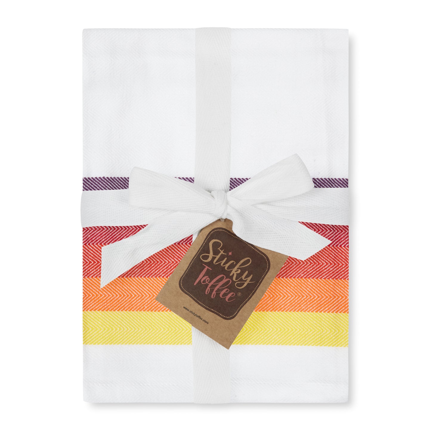 Set of 5 Multi-Coloured Herringbone Cotton Tea Towels in Six Colours - Sticky Toffee Store
