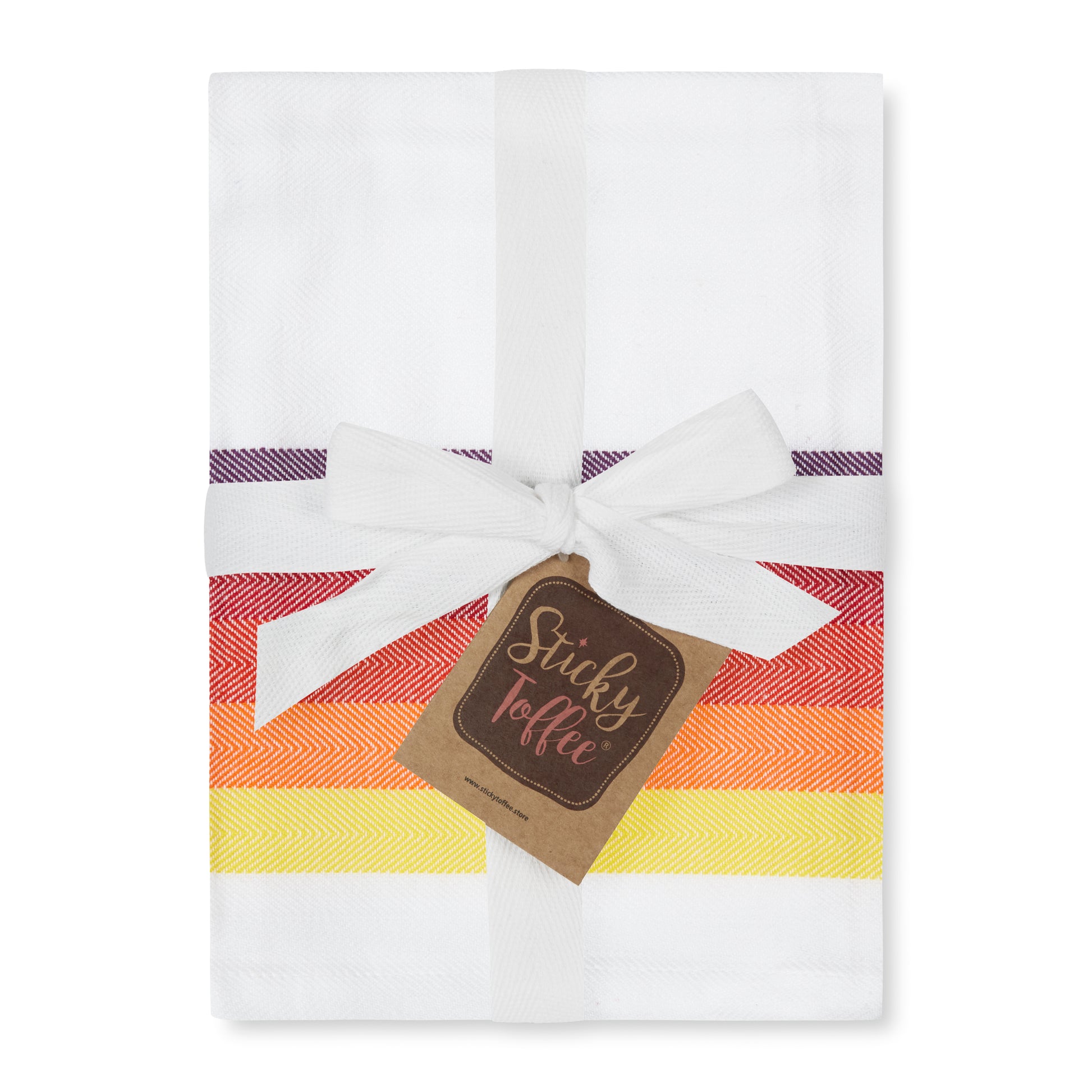Set of 5 Multi-Coloured Herringbone Cotton Tea Towels in Six Colours - Sticky Toffee Store