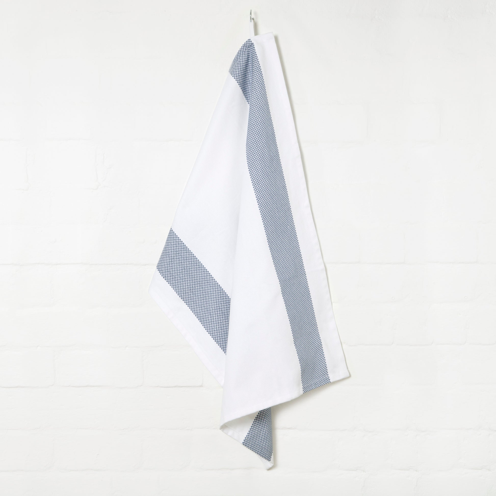 Set of 5 Thick Cotton Drill Mini Check Striped Tea Towels in Five Colours - Sticky Toffee Store