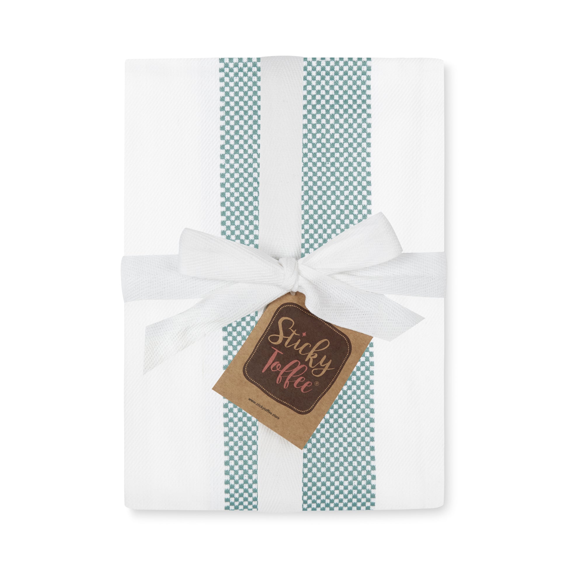 Set of 5 Thick Cotton Drill Mini Check Striped Tea Towels in Five Colours - Sticky Toffee Store