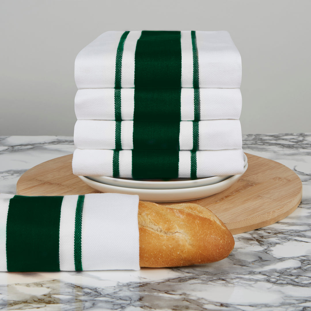 Set of 5 Striped Thick Cotton Drill Tea Towels in Nine Colours - Sticky Toffee Store