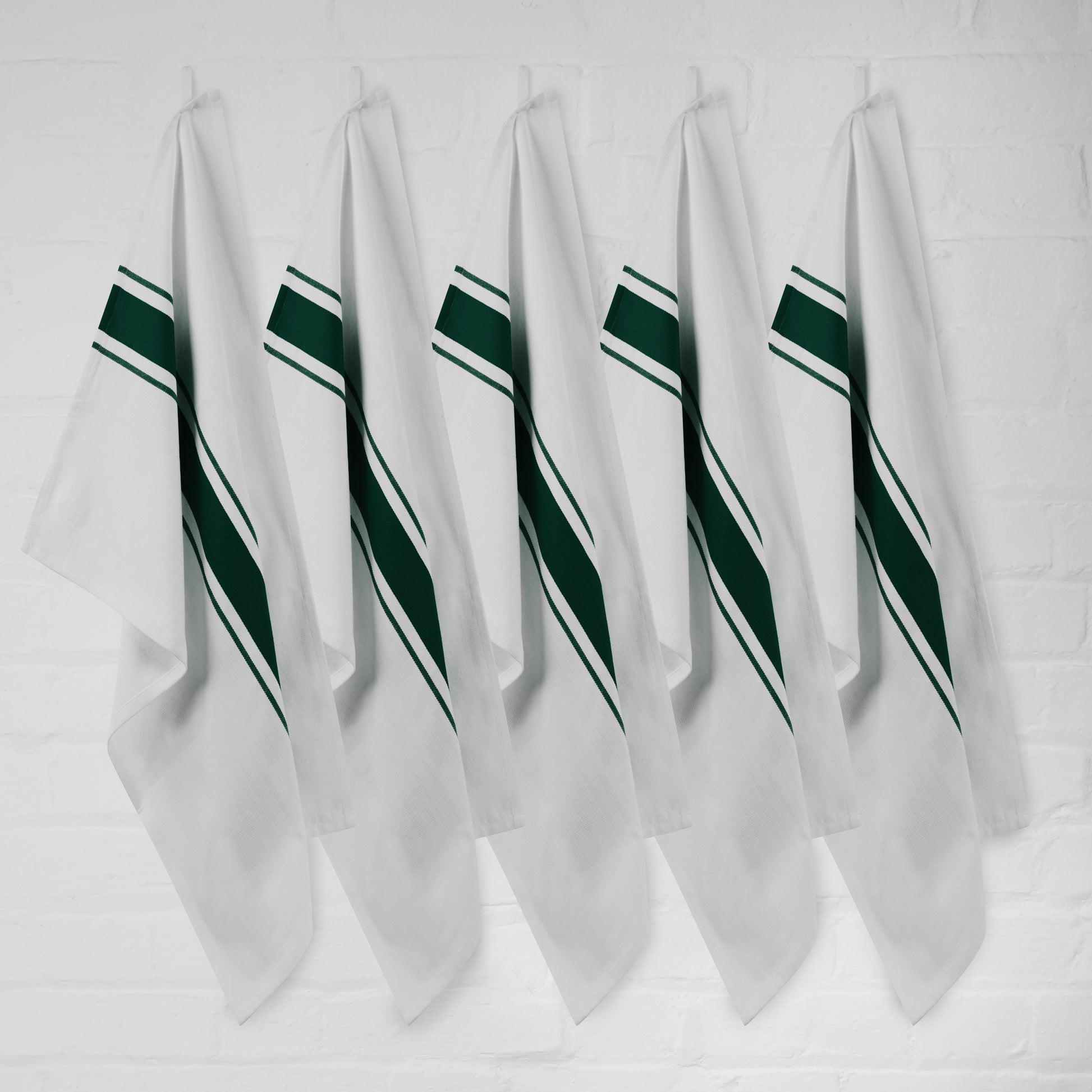 Set of 5 Striped Thick Cotton Drill Tea Towels in Nine Colours - Sticky Toffee Store