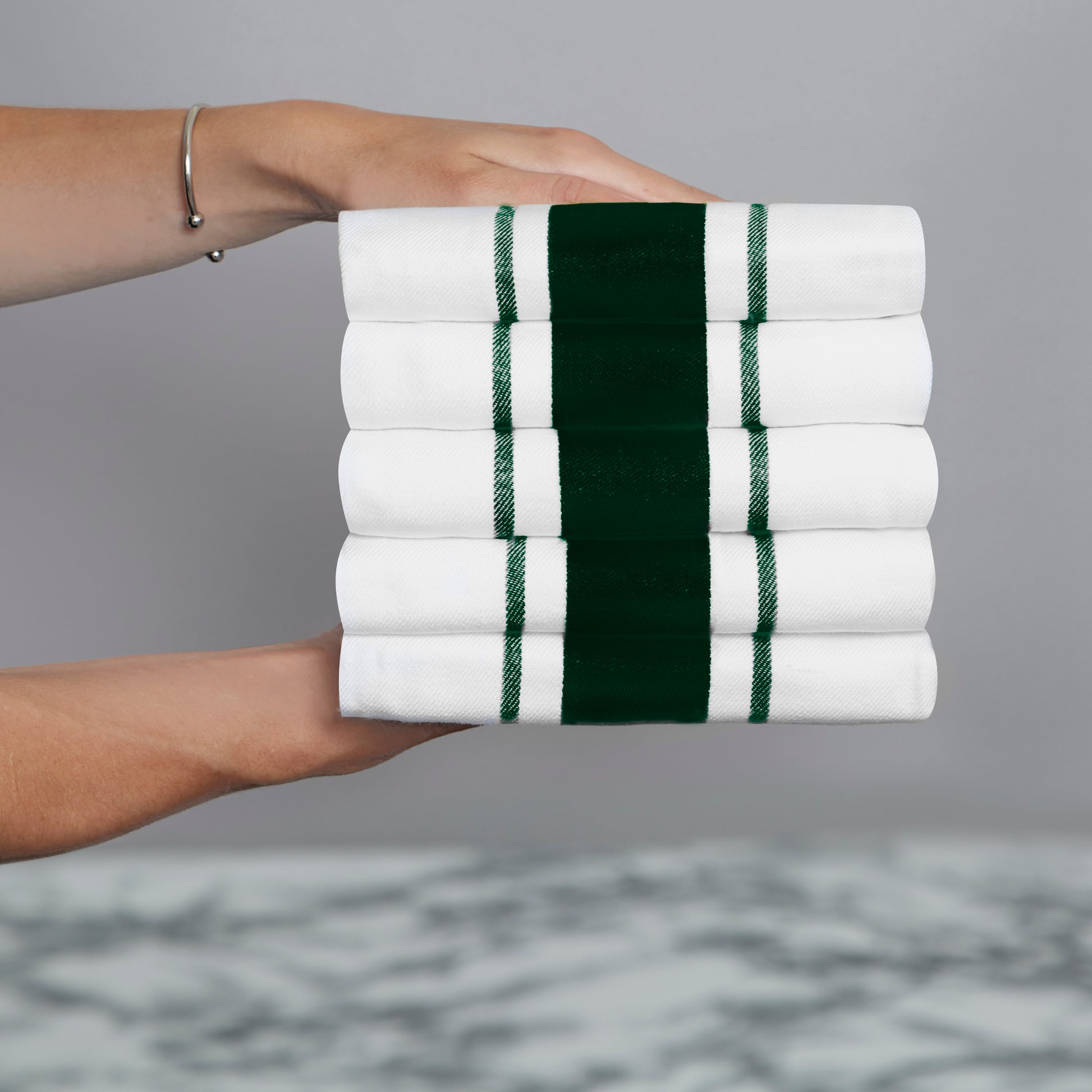 Set of 5 Striped Thick Cotton Drill Tea Towels in Nine Colours - Sticky Toffee Store