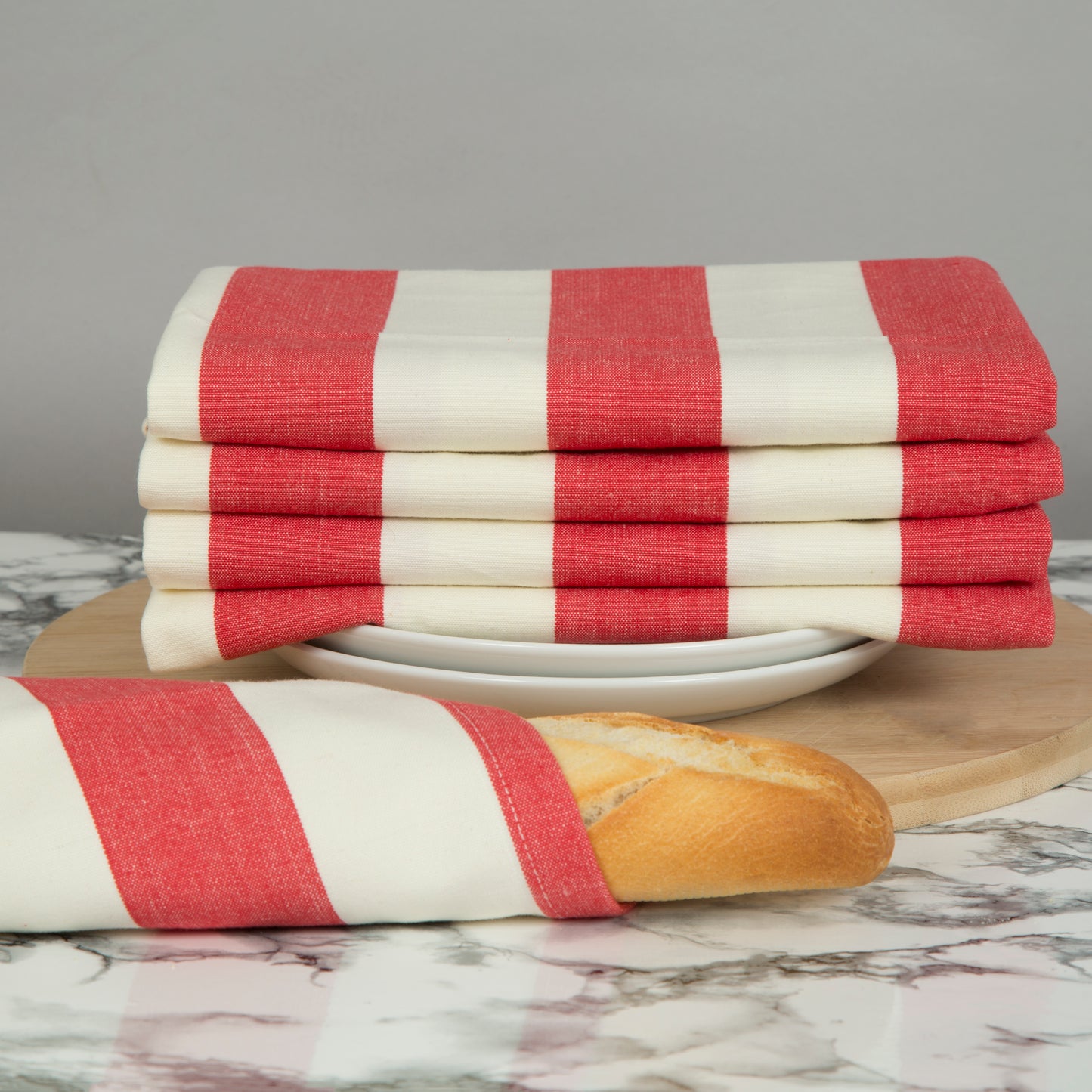 Set of 5 Woven Striped Cotton Tea Towels in Two Colours - Cornwall Chic - Sticky Toffee Store