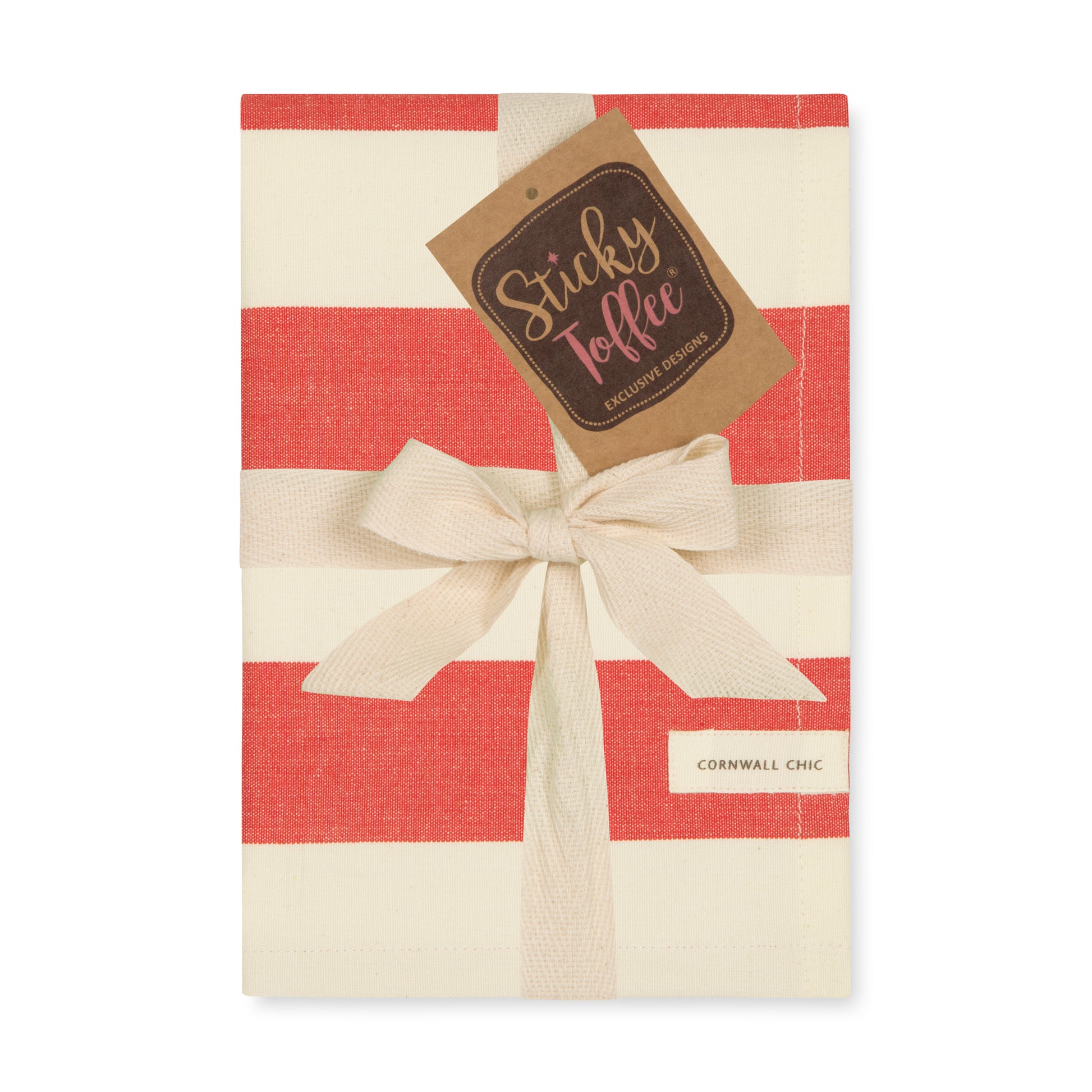 Set of 5 Woven Striped Cotton Tea Towels in Two Colours - Cornwall Chic - Sticky Toffee Store