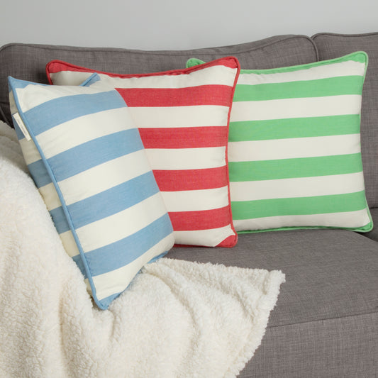 Set of 2 Woven Striped Cotton Cushion Covers in Three Colours - Cornwall Chic - Sticky Toffee Store