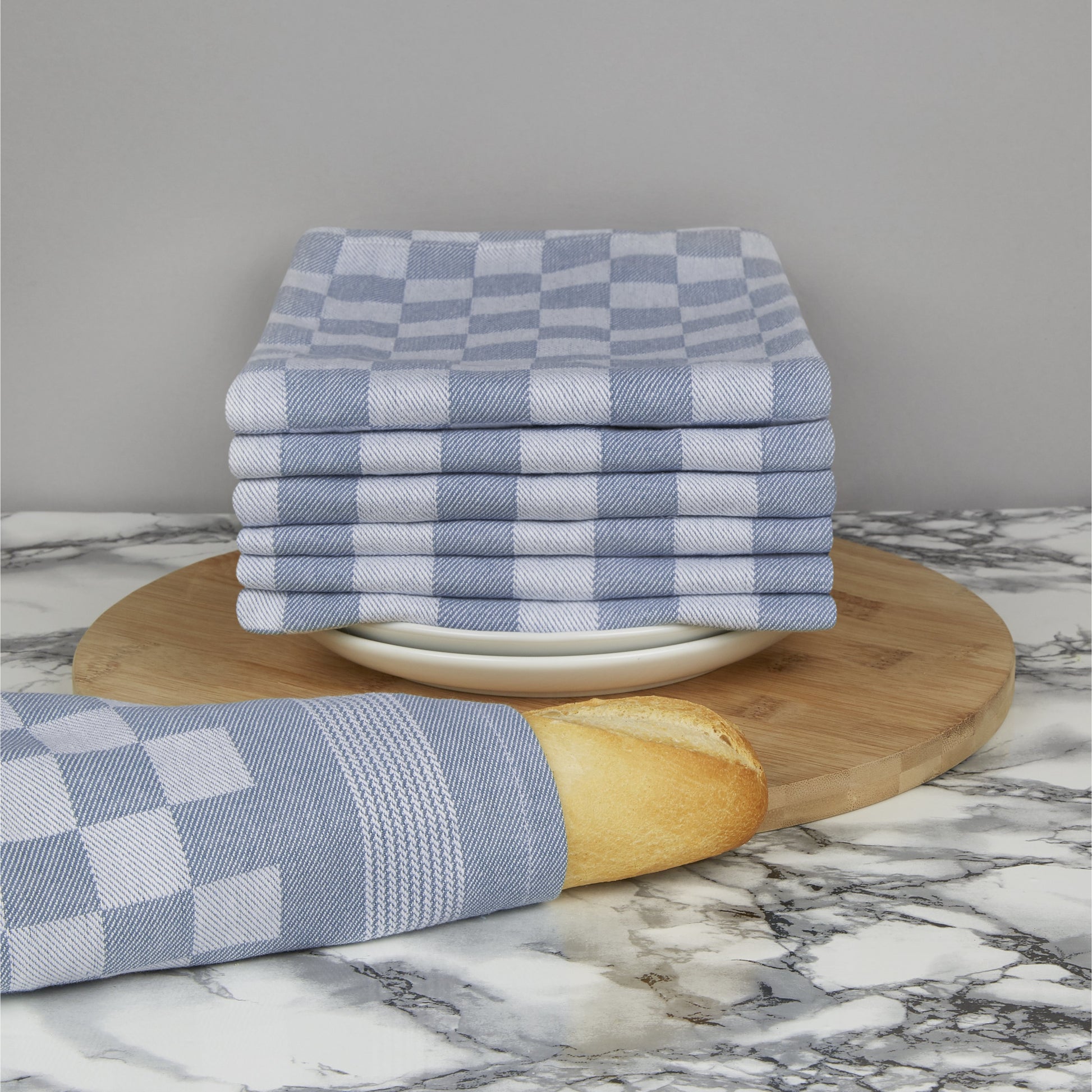 Set of 6 Woven Textured Check Tea Towels in Nine Colours - Sticky Toffee Store
