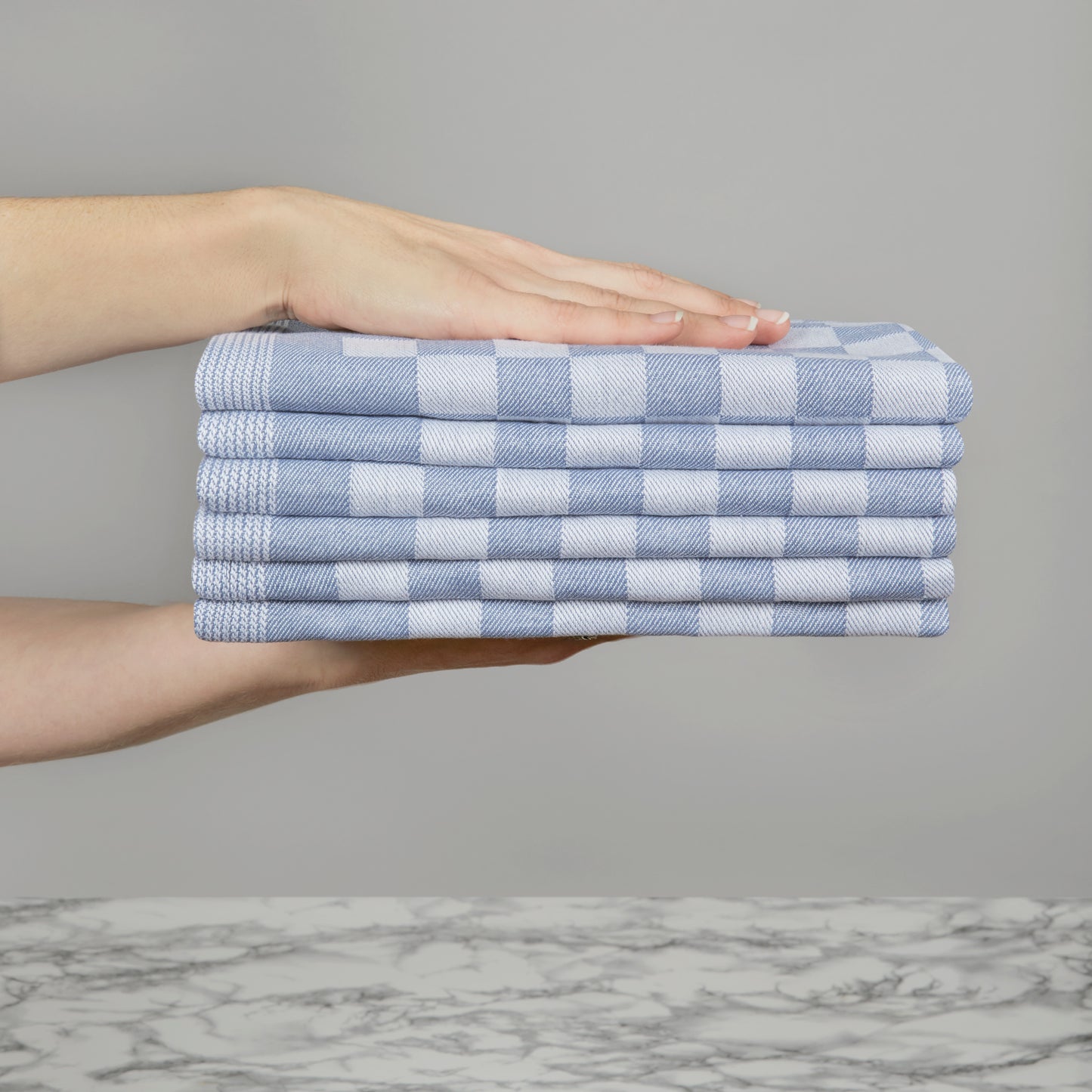 Set of 6 Woven Textured Check Tea Towels in Nine Colours - Sticky Toffee Store