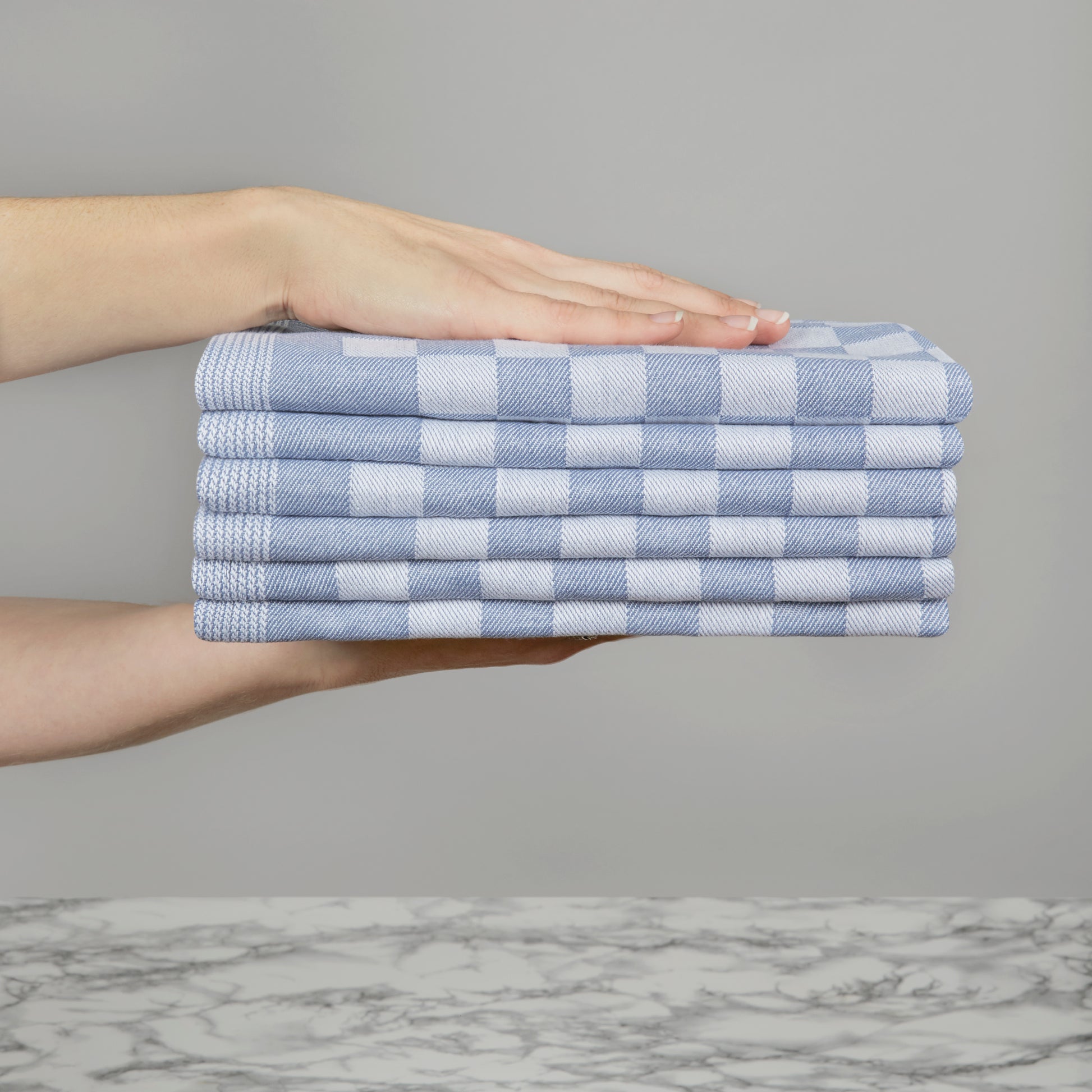 Set of 6 Woven Textured Check Tea Towels in Nine Colours - Sticky Toffee Store