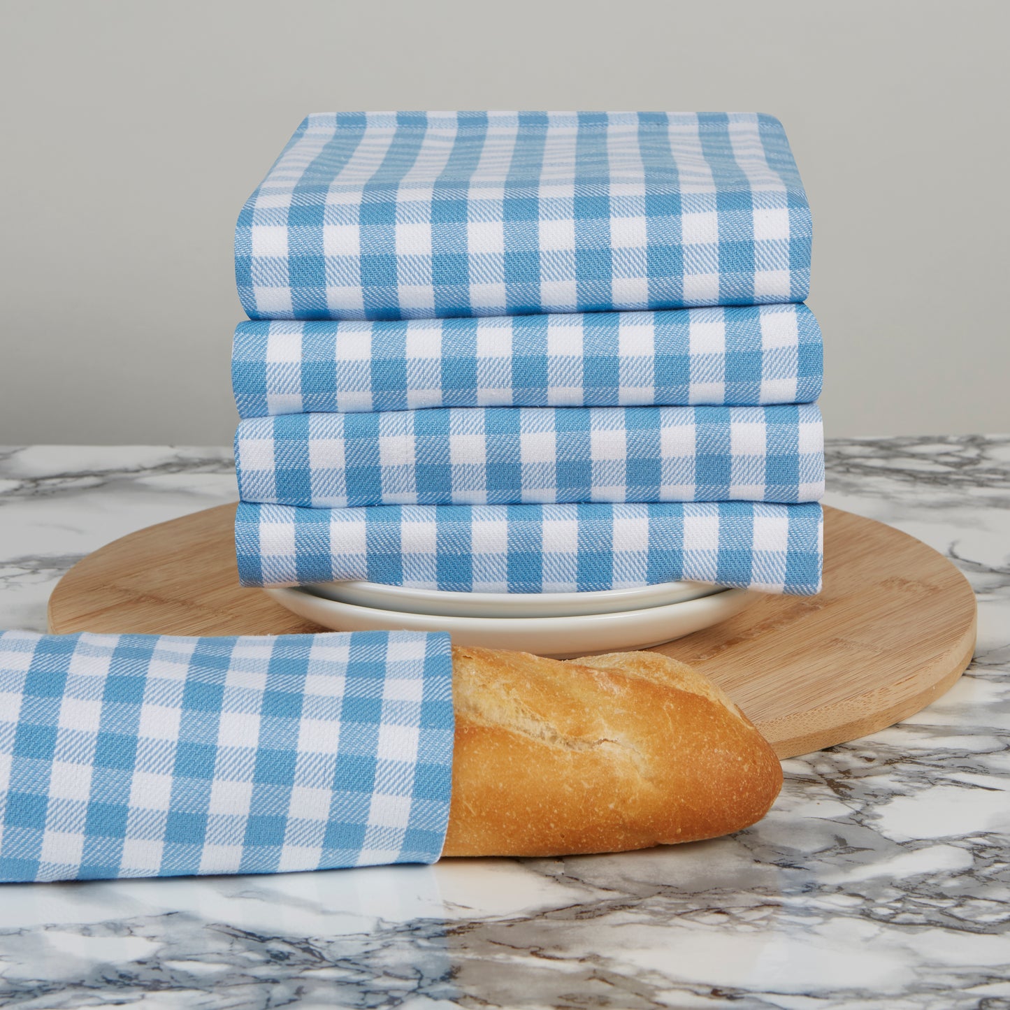 Set of 5 Thick Woven Mini Gingham Check Thick Cotton Tea Towels in Three Colours - Cornwall Chic - Sticky Toffee Store
