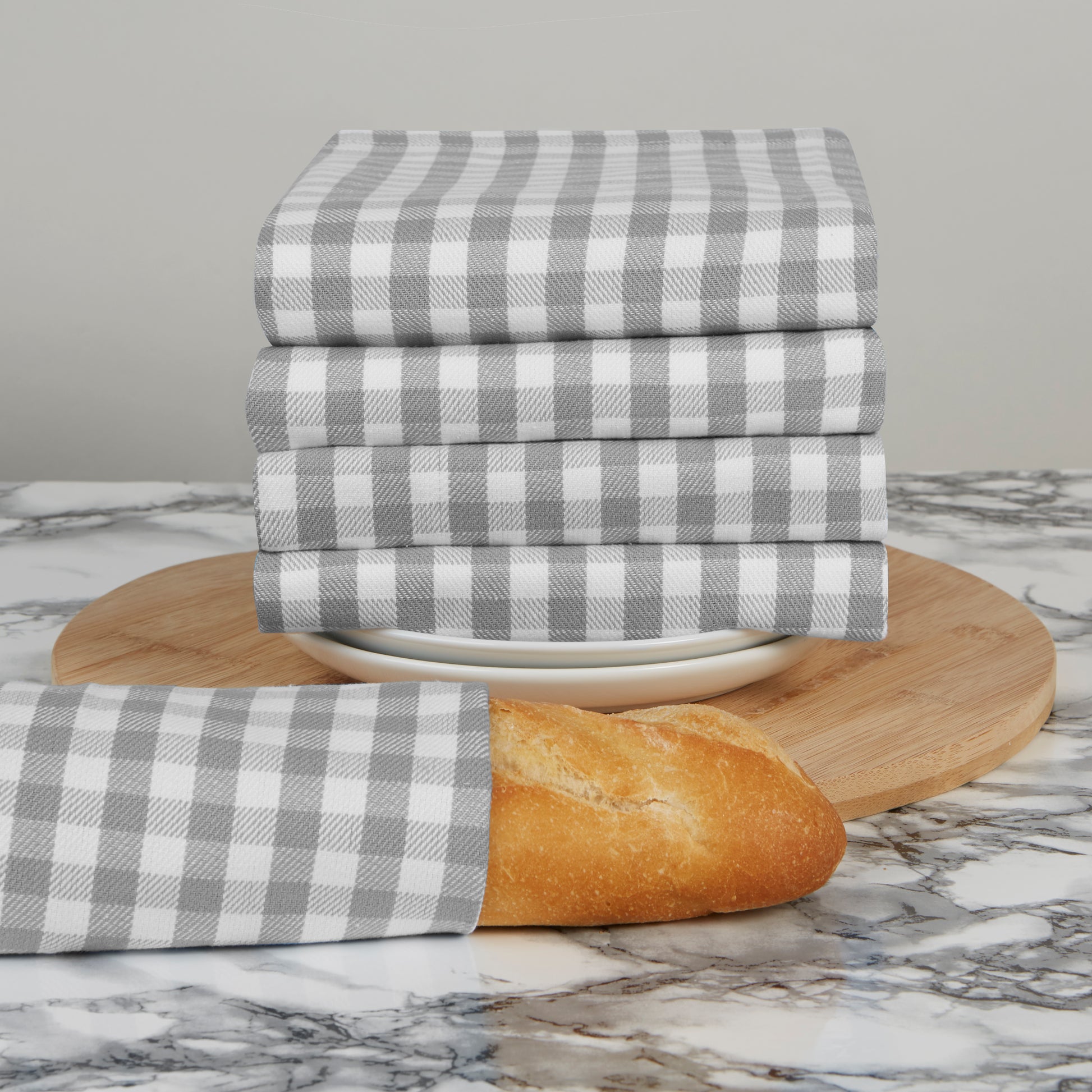 Set of 5 Thick Woven Mini Gingham Check Thick Cotton Tea Towels in Three Colours - Cornwall Chic - Sticky Toffee Store