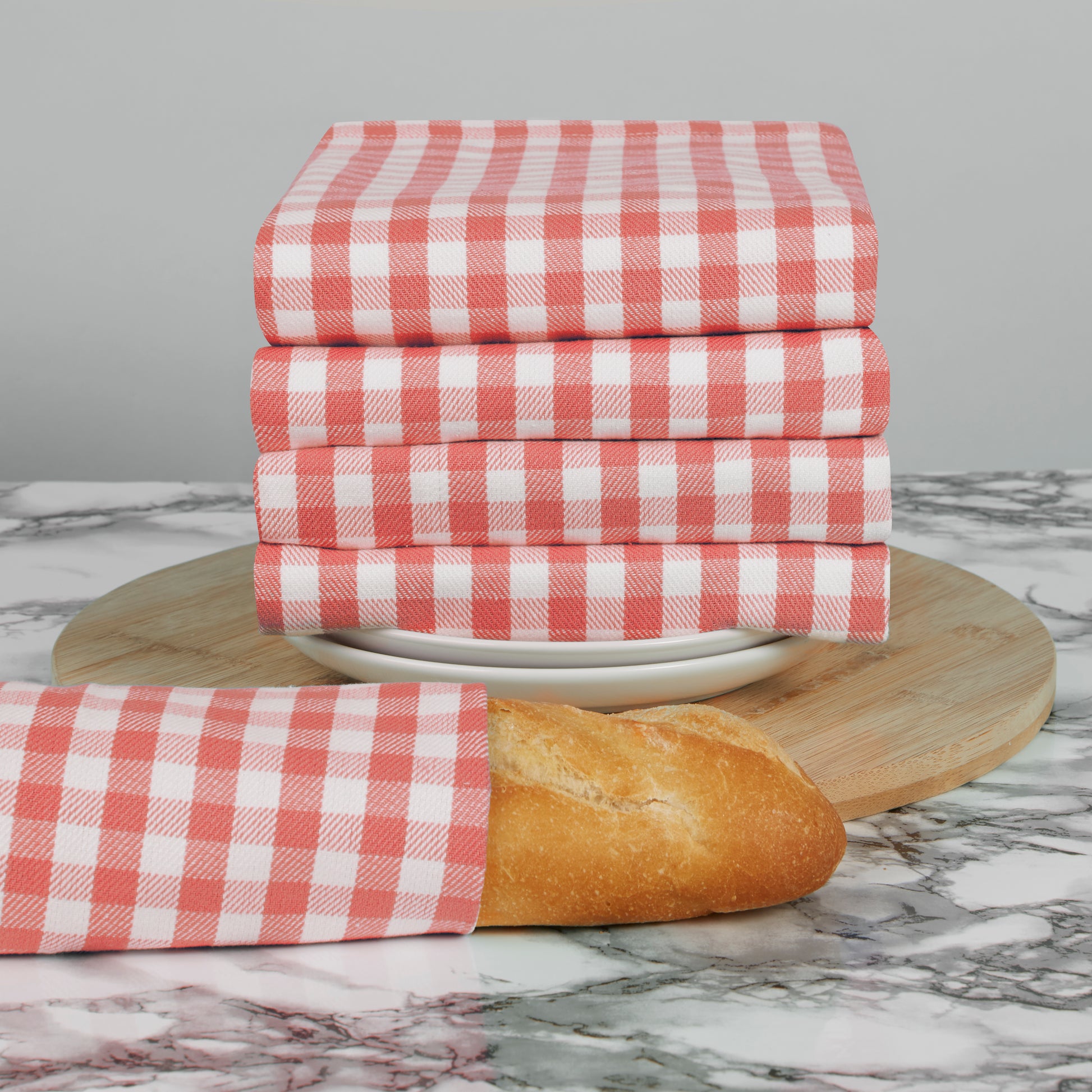 Set of 5 Thick Woven Mini Gingham Check Thick Cotton Tea Towels in Three Colours - Cornwall Chic - Sticky Toffee Store