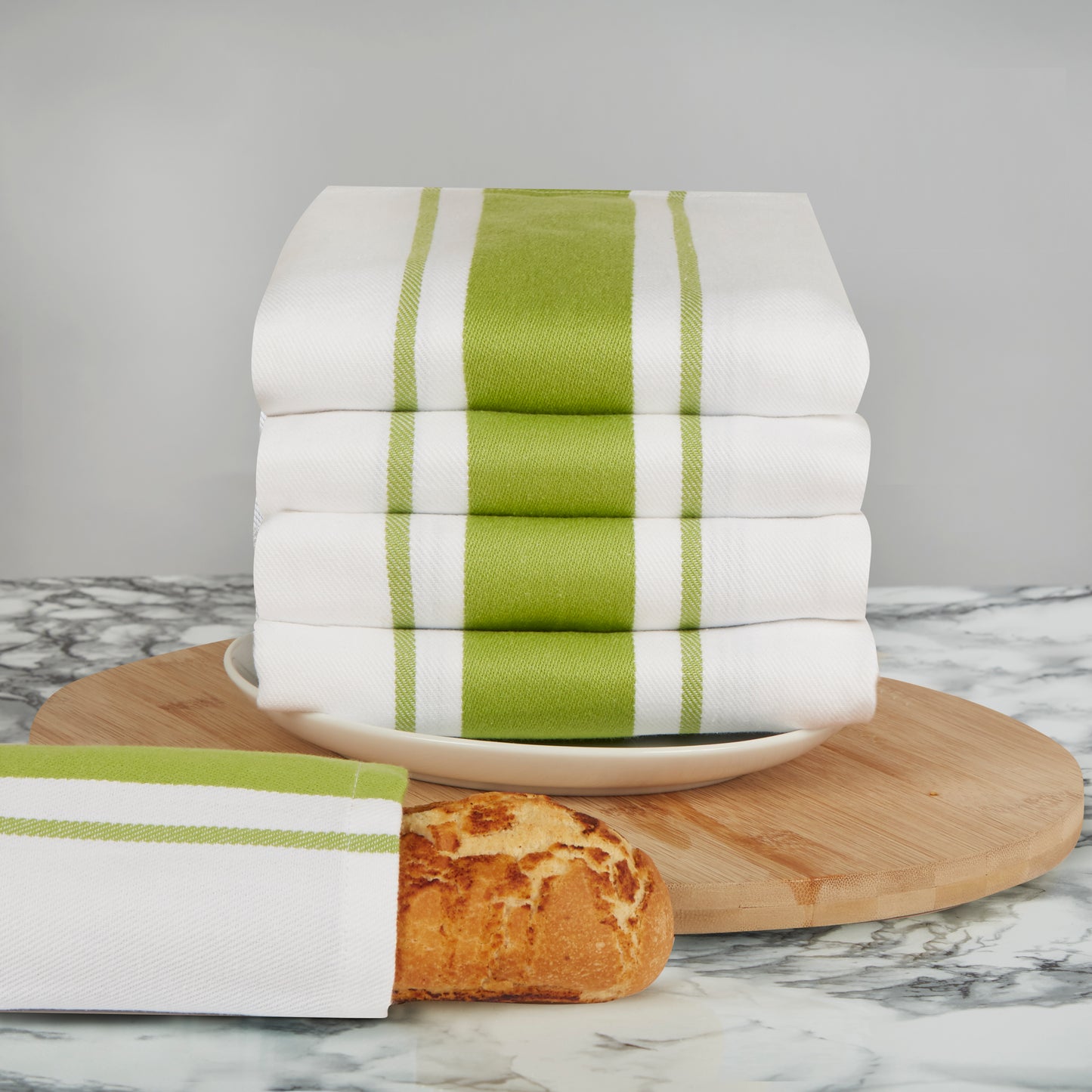 Set of 5 Striped Thick Cotton Drill Tea Towels in Ten Colours