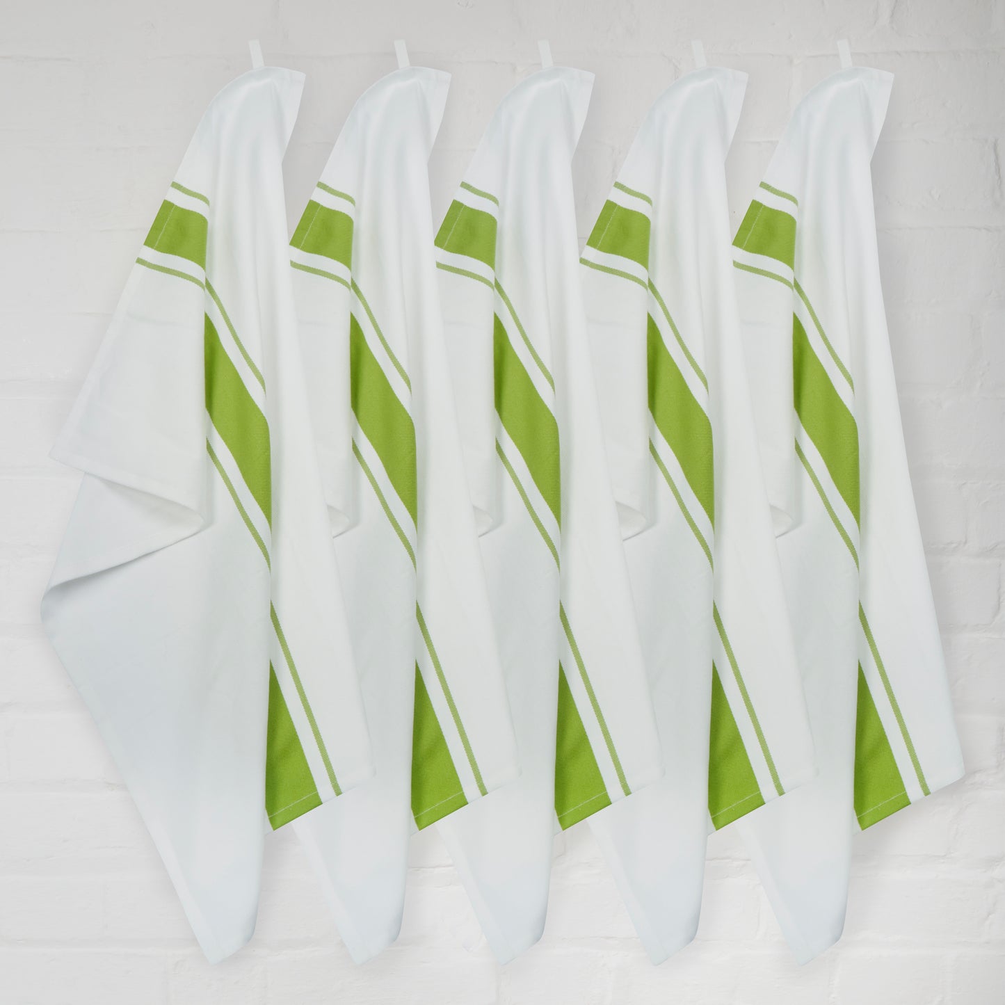 Set of 5 Striped Thick Cotton Drill Tea Towels in Ten Colours