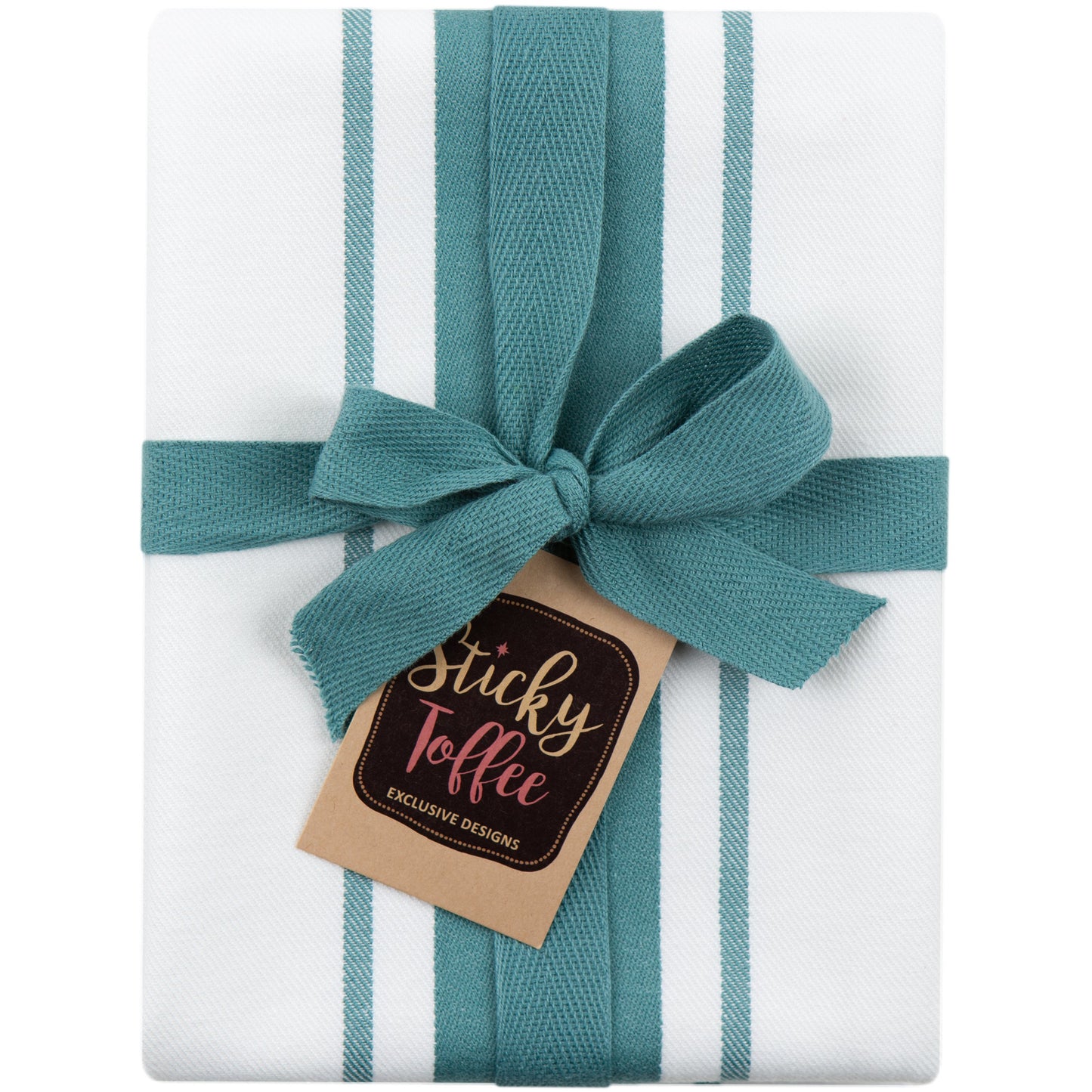 Set of 5 Striped Thick Cotton Drill Tea Towels in Nine Colours - Sticky Toffee Store