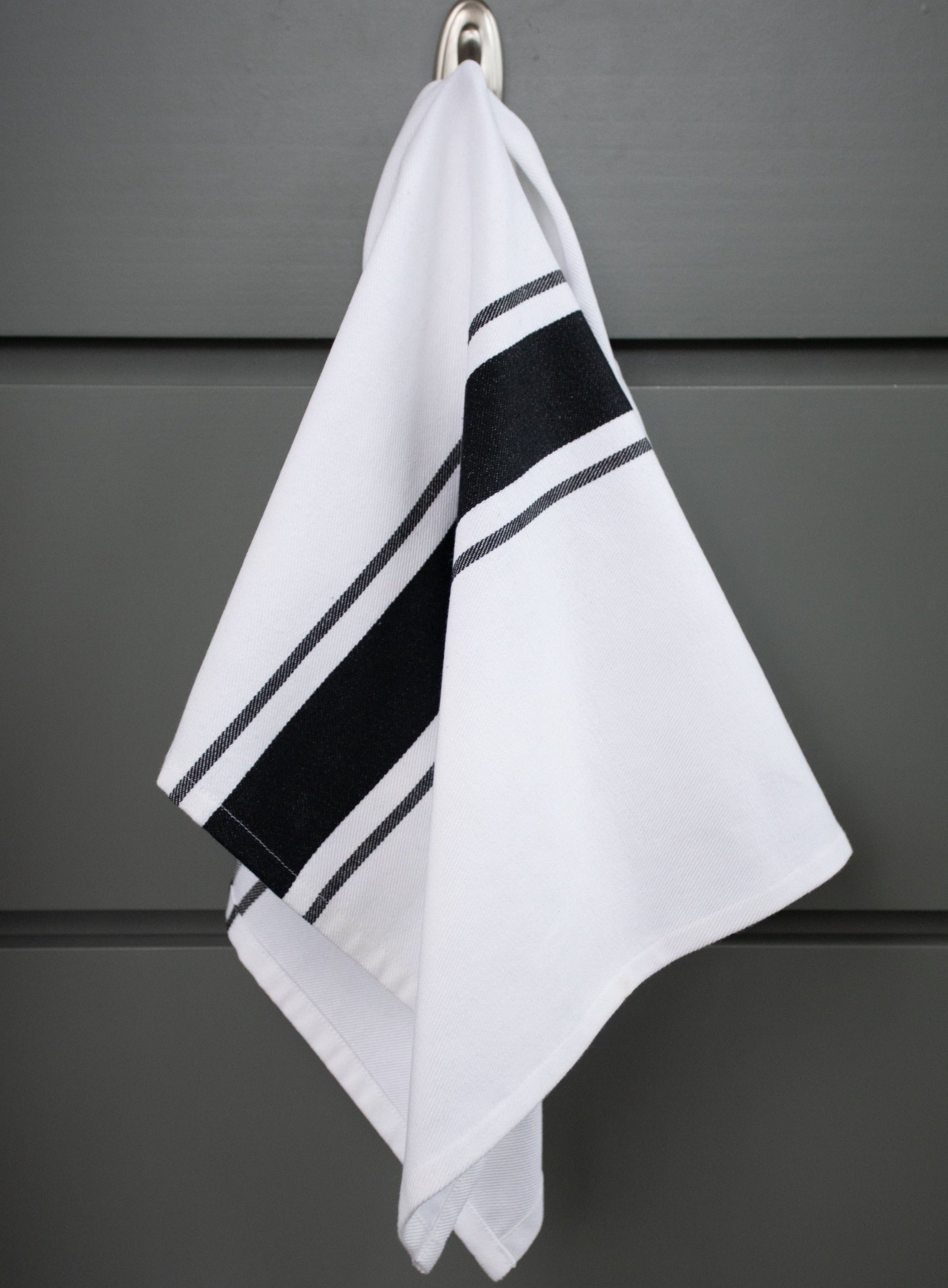 Set of 5 Striped Thick Cotton Drill Tea Towels in Nine Colours - Sticky Toffee Store