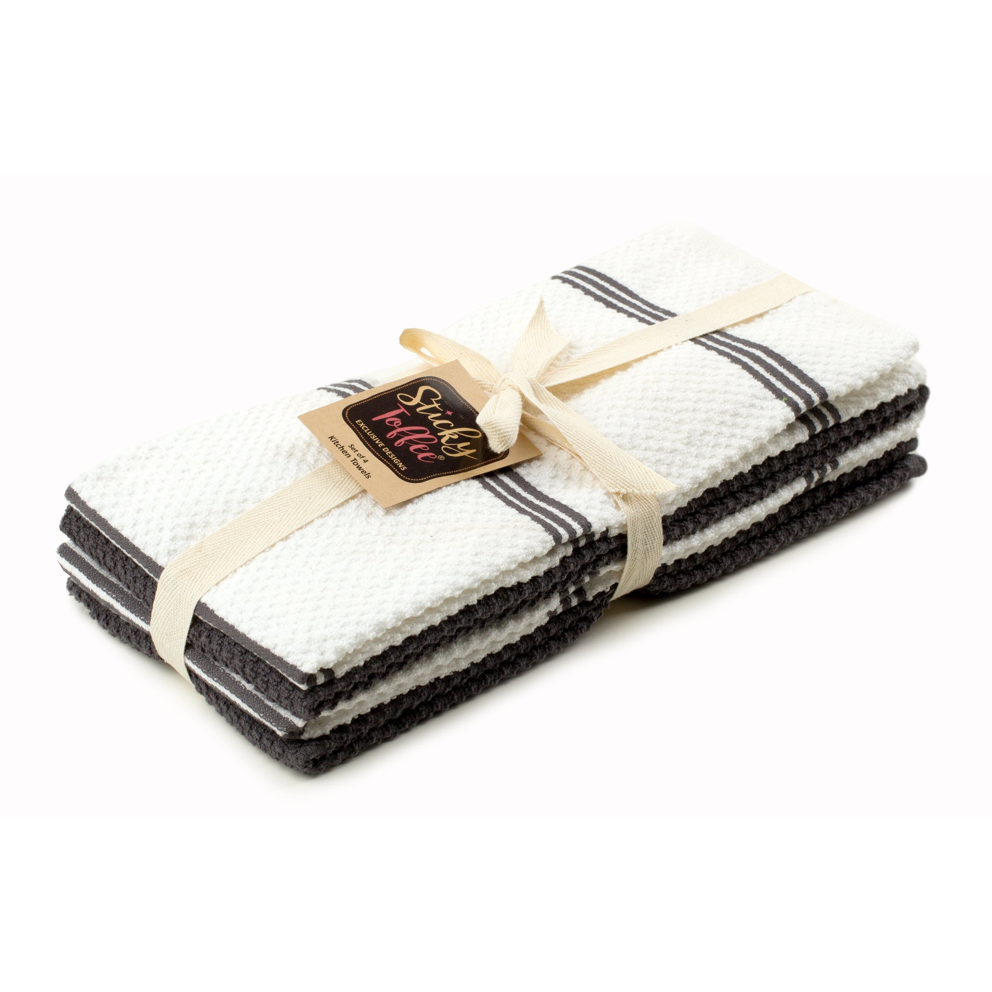 Set of 4 Cotton Terry Tea Towels available in Eight Colours - Sticky Toffee Store