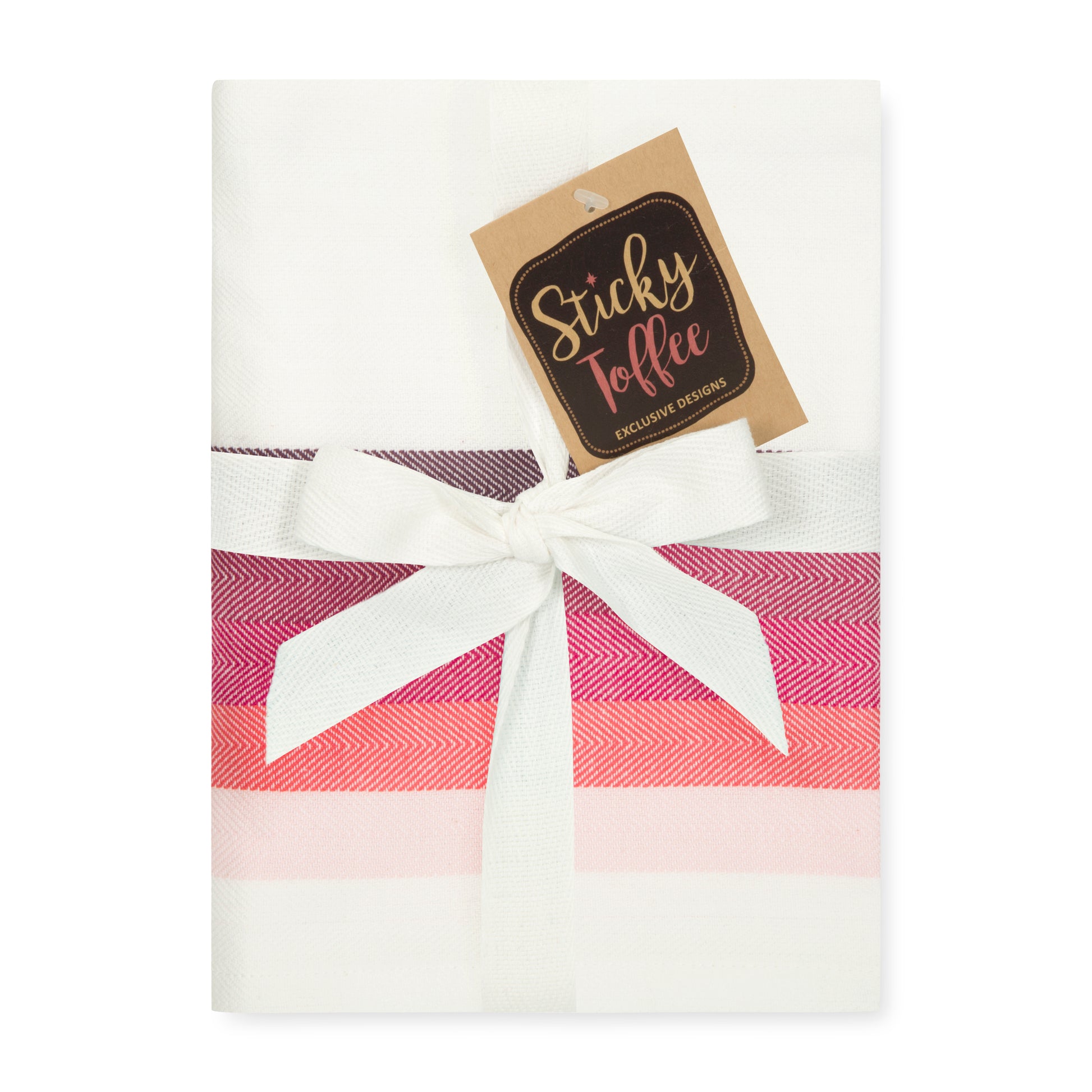 Set of 5 Multi-Coloured Herringbone Cotton Tea Towels in Six Colours - Sticky Toffee Store