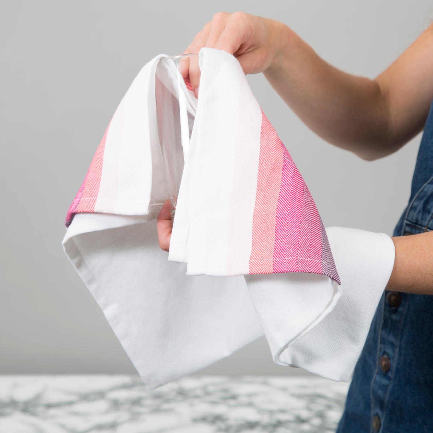 Set of 5 Multi-Coloured Herringbone Cotton Tea Towels in Six Colours - Sticky Toffee Store