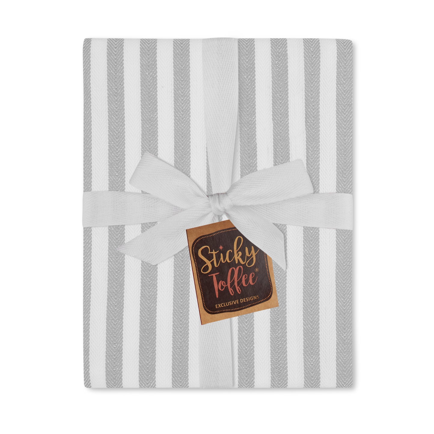 Set of 5 Thick Woven Herringbone Pin Stripe Thick Cotton Tea Towels in Three Colours - Cornwall Chic - Sticky Toffee Store