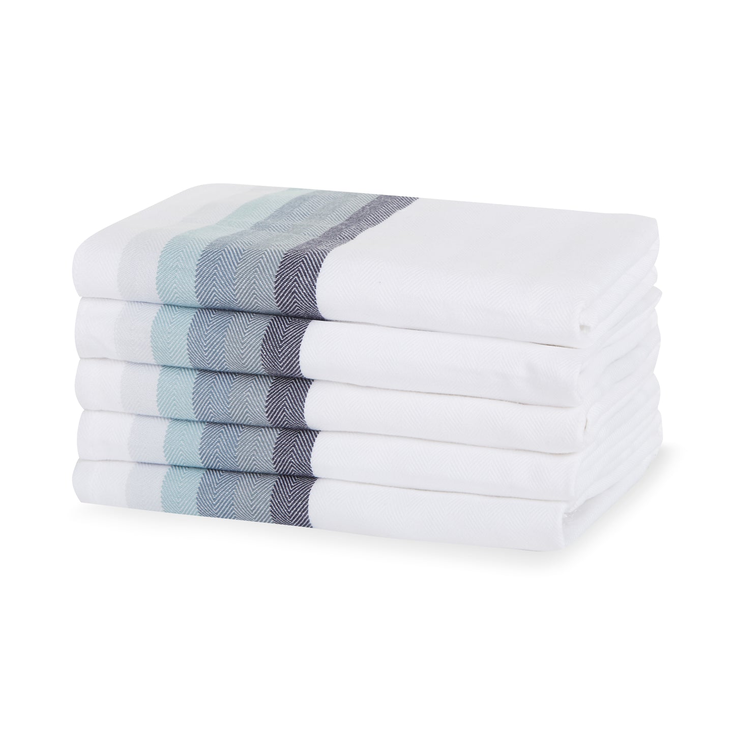 Set of 5 Multi-Coloured Herringbone Cotton Tea Towels in Six Colours - Sticky Toffee Store