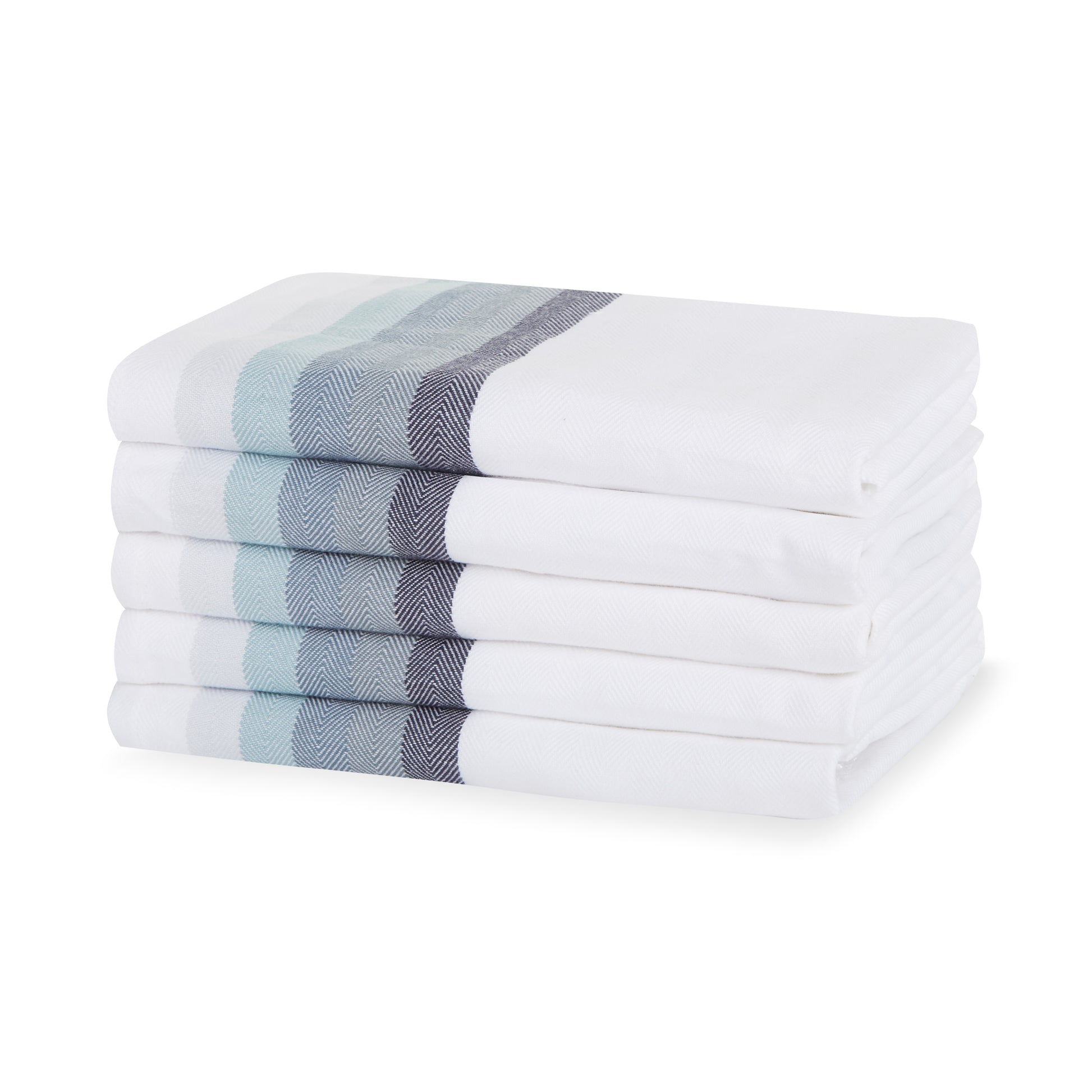 Set of 5 Multi-Coloured Herringbone Cotton Tea Towels in Six Colours - Sticky Toffee Store