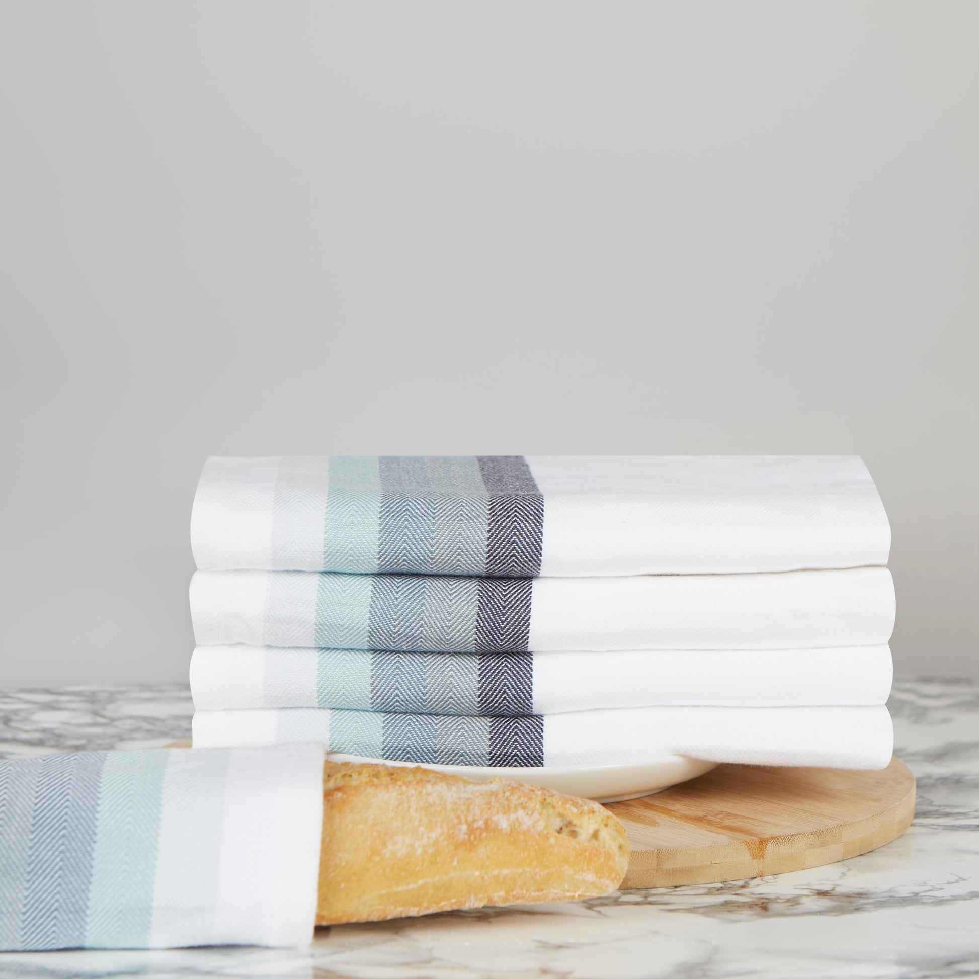 Set of 5 Multi-Coloured Herringbone Cotton Tea Towels in Six Colours - Sticky Toffee Store