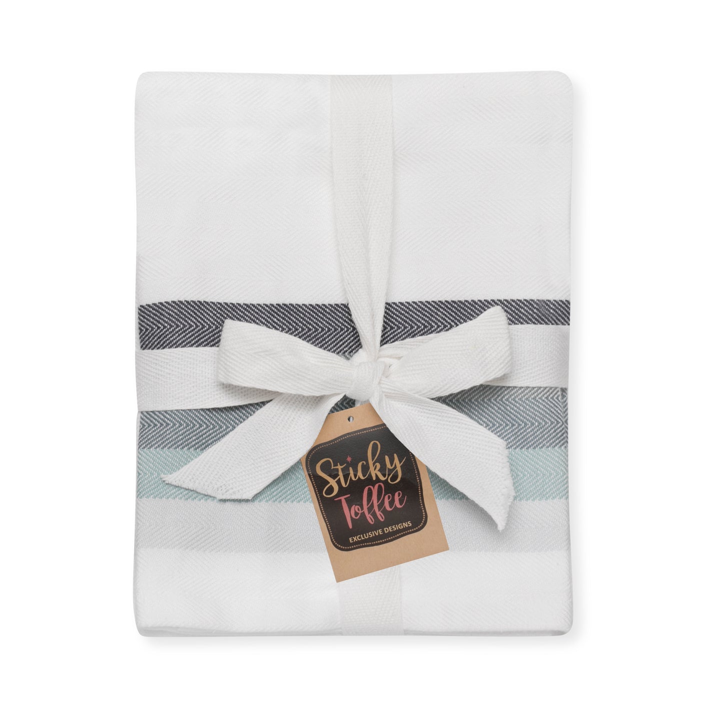 Set of 5 Multi-Coloured Herringbone Cotton Tea Towels in Six Colours - Sticky Toffee Store