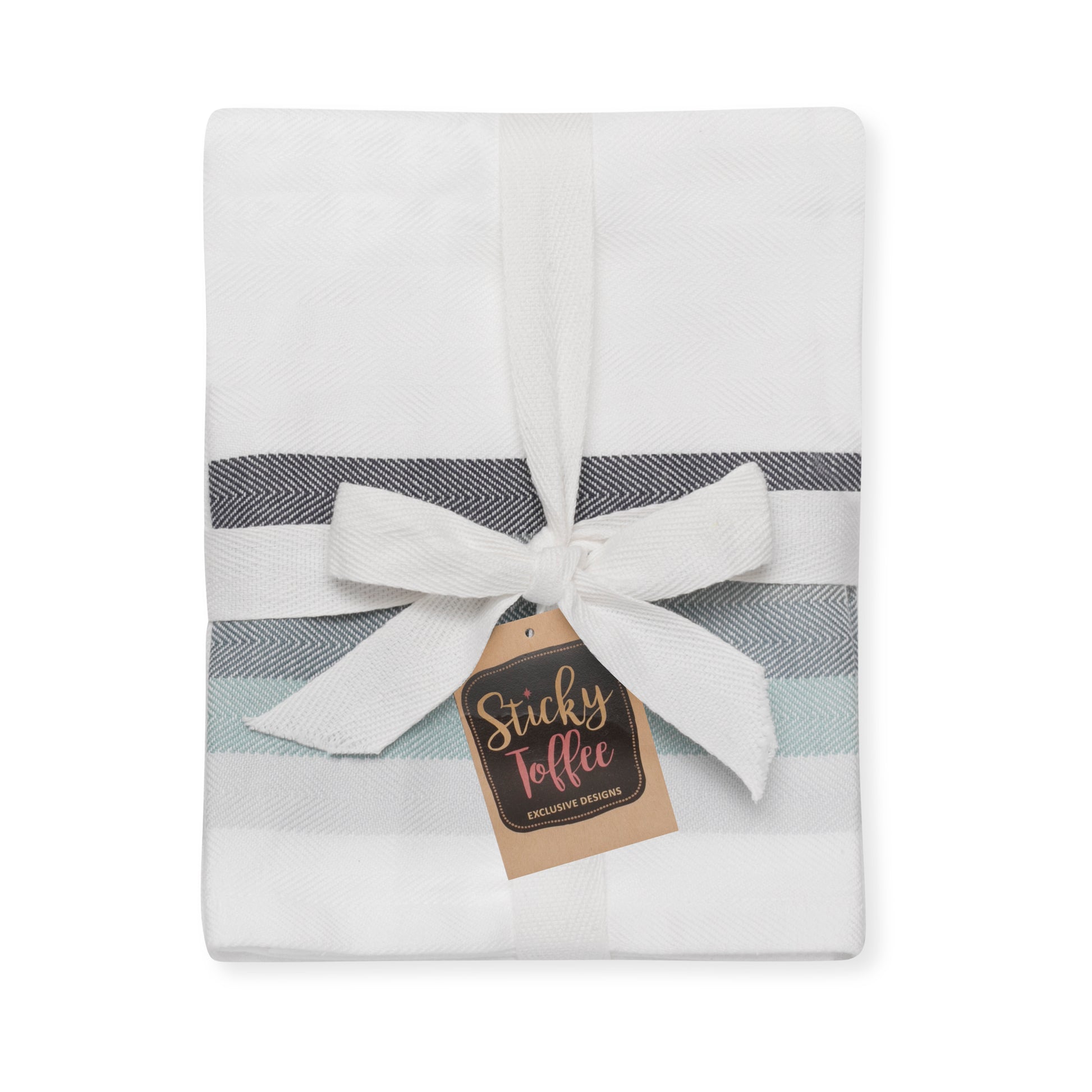 Set of 5 Multi-Coloured Herringbone Cotton Tea Towels in Six Colours - Sticky Toffee Store