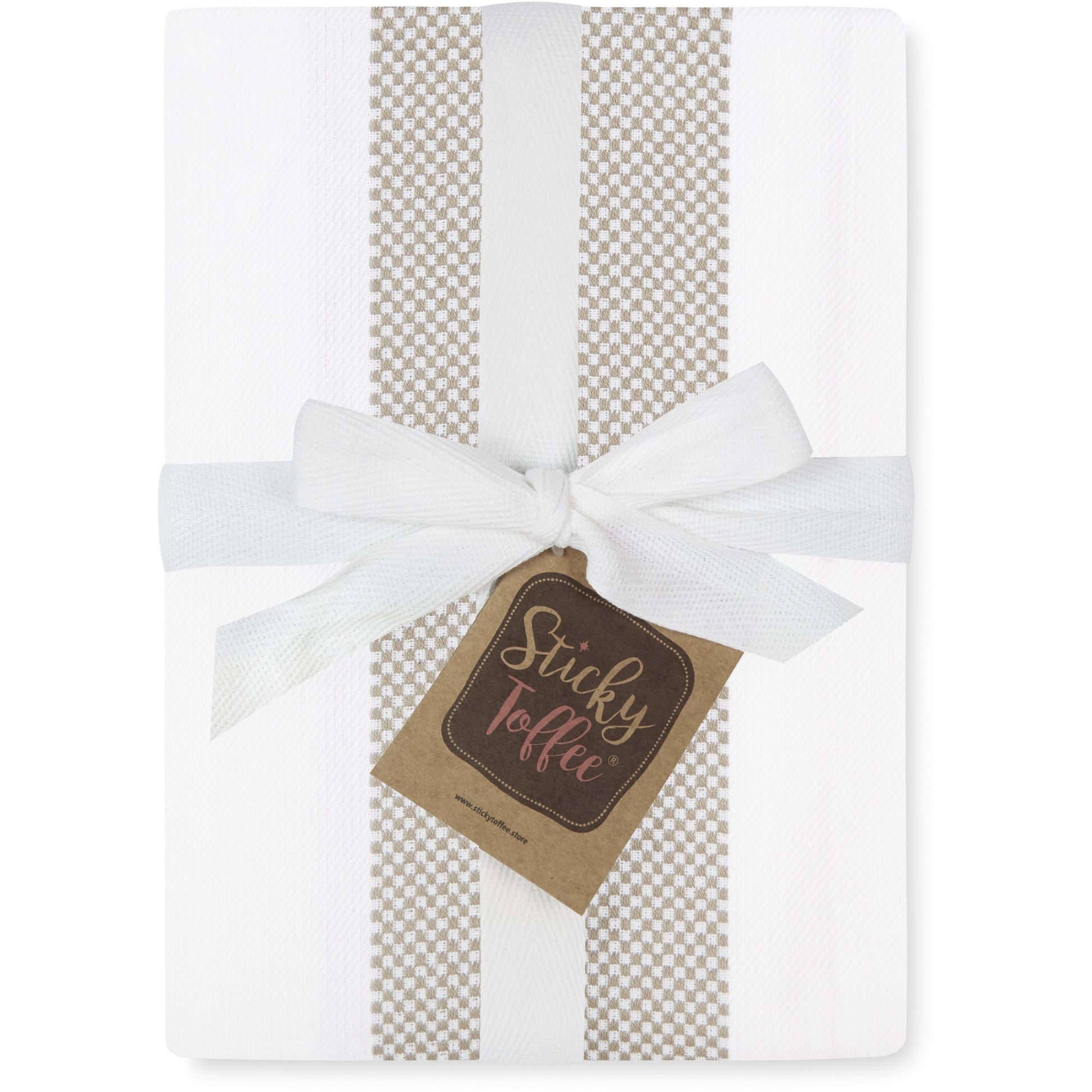 Set of 5 Thick Cotton Drill Mini Check Striped Tea Towels in Five Colours - Sticky Toffee Store