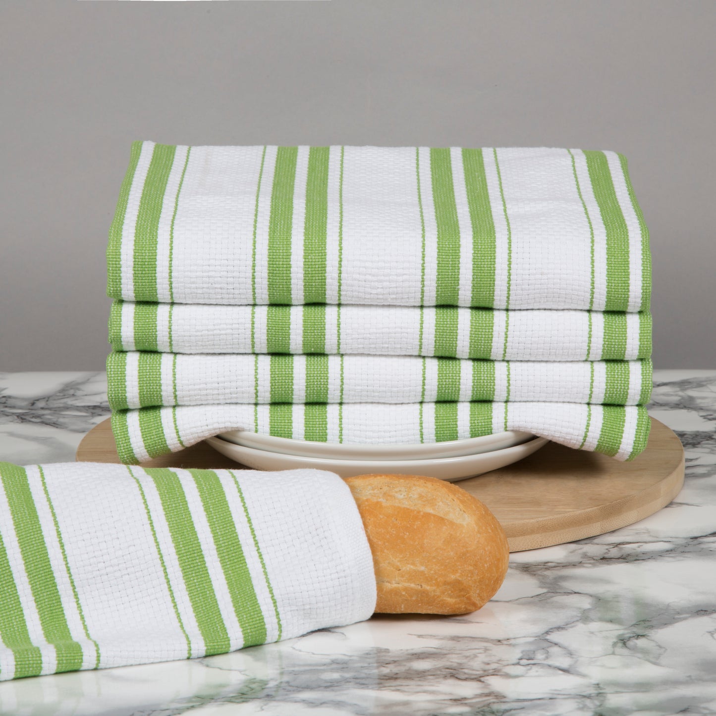 Set of 5 Basket Weave Striped Cotton Tea Towels in Four Colours - Sticky Toffee Store