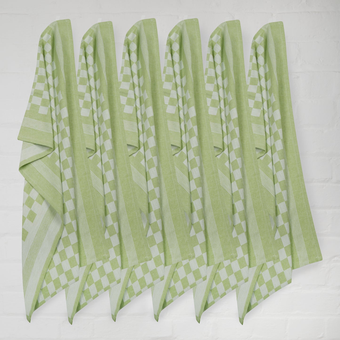 Set of 6 Woven Textured Check Tea Towels in Six Colours