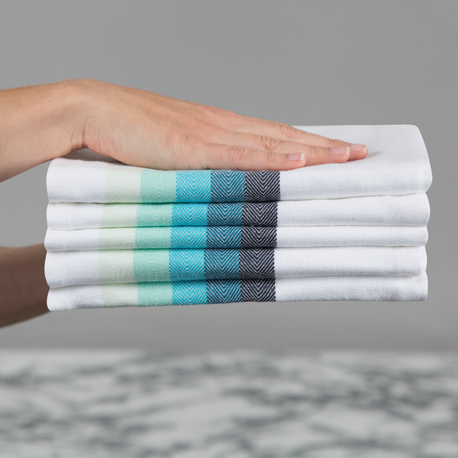 Sticky Toffee Kitchen Towels 100% Cotton Terry, Set of 2, Blue and White  Hand To