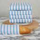 Set of 5 Thick Woven Herringbone Pin Stripe Thick Cotton Tea Towels in Three Colours - Cornwall Chic - Sticky Toffee Store