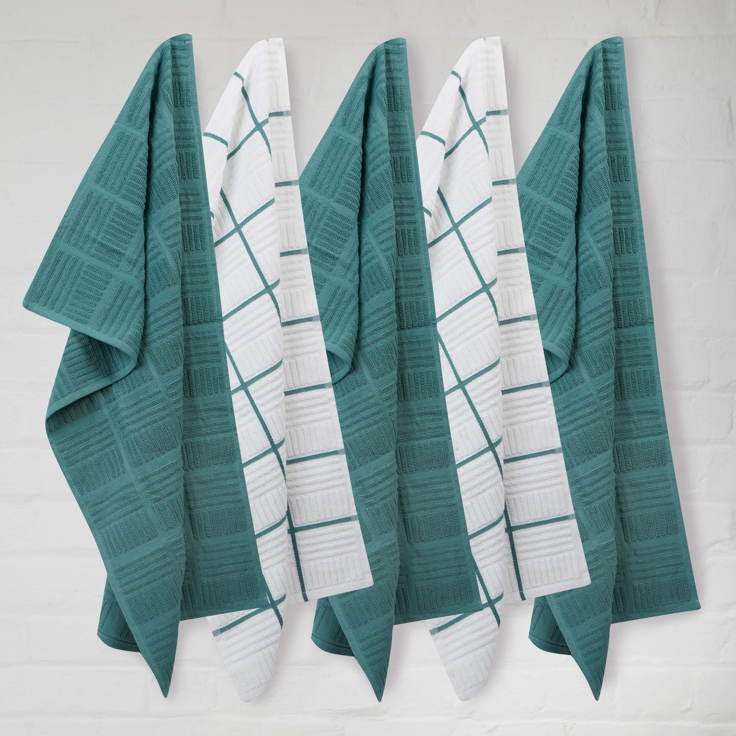 Set of 5 Window Pane Cotton Terry Tea Towels available in Four Colours - Sticky Toffee Store