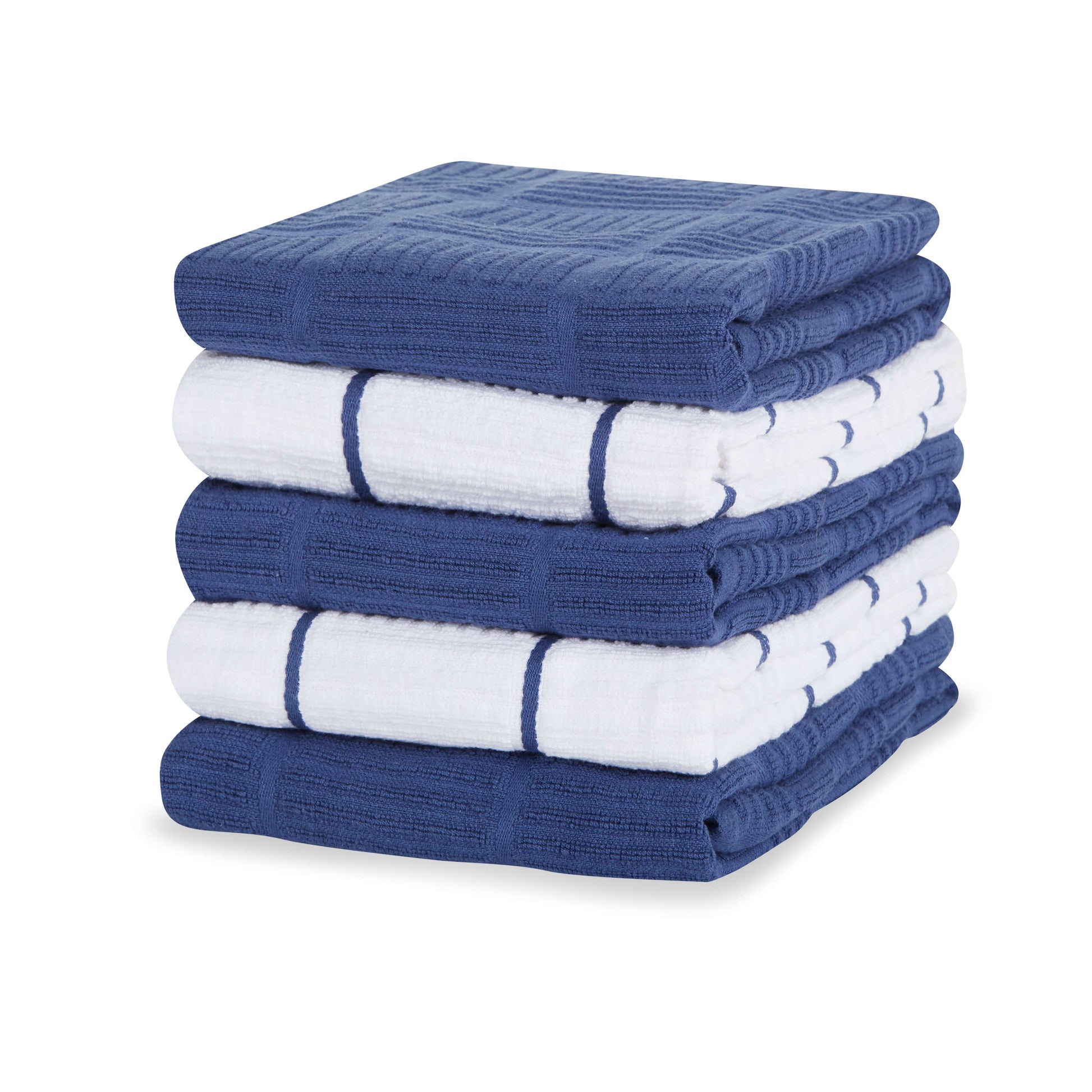 Sticky Toffee, 6 Pack, Cotton Terry Kitchen Towel and Dishcloth Set, Dark  Blue